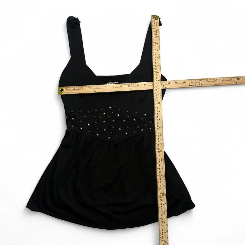 Y2K baby doll top with  Black Studded  detail Tank Top with Silver Studs Size 1X